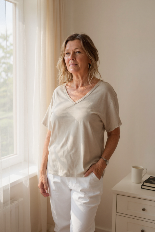 Raw Edge V-Neck Top