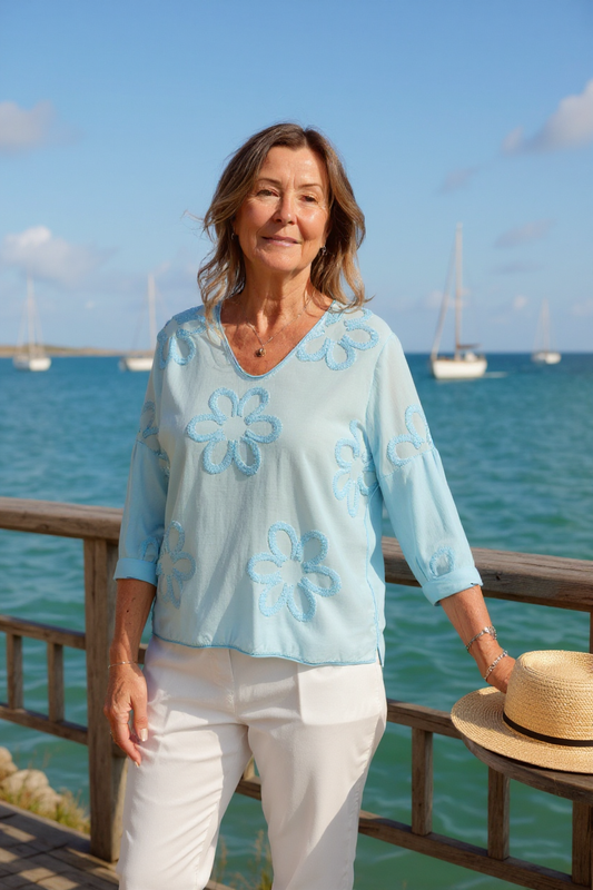 Daisy Embroidered Top