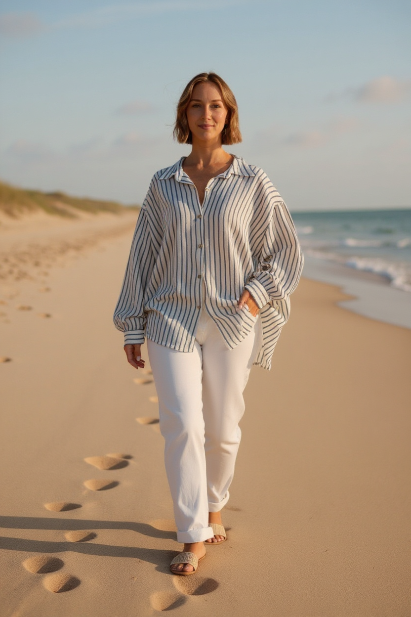 Cotton Gauze Stripe Shirt