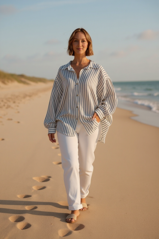 Cotton Gauze Stripe Shirt