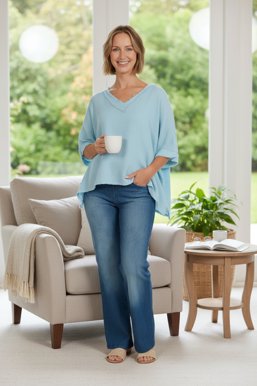 Cotton Gauze Raw Edge Tee