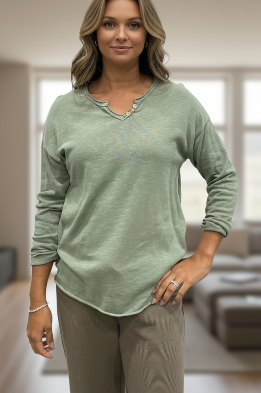 GR COTTON TOP W/3 BUTTONS