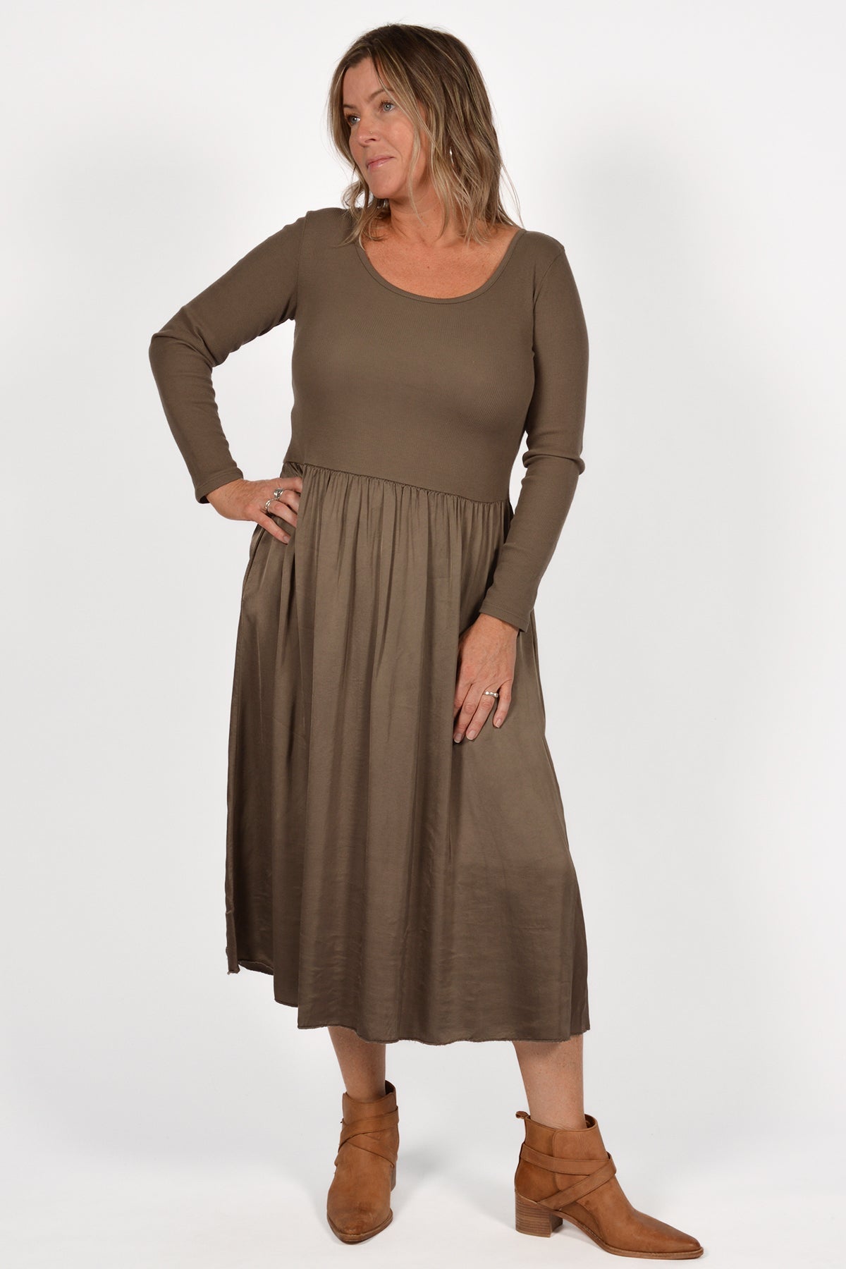 BR DRESS W/SATIN SKIRT