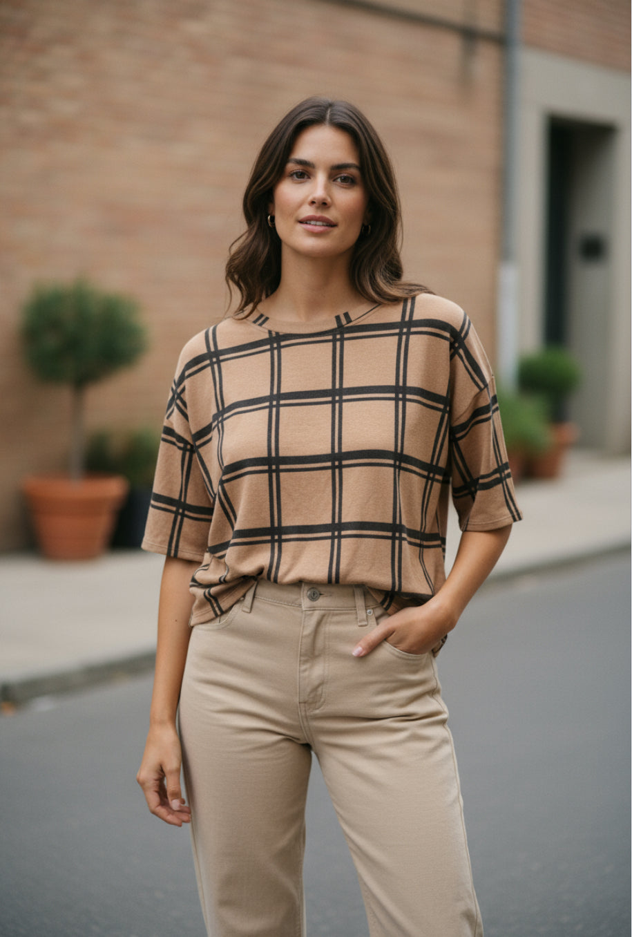 CA PLAID TOP