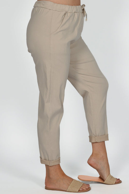 Solid Tie Waist Pants