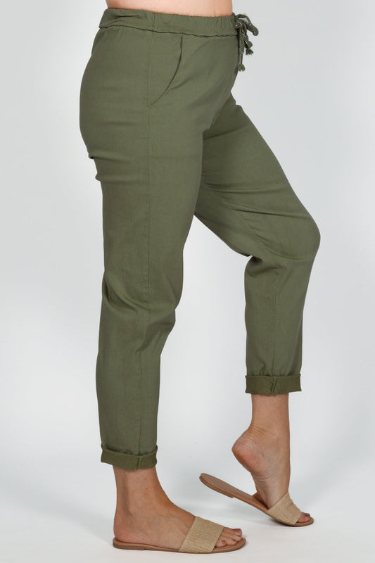 Solid Tie Waist Pants