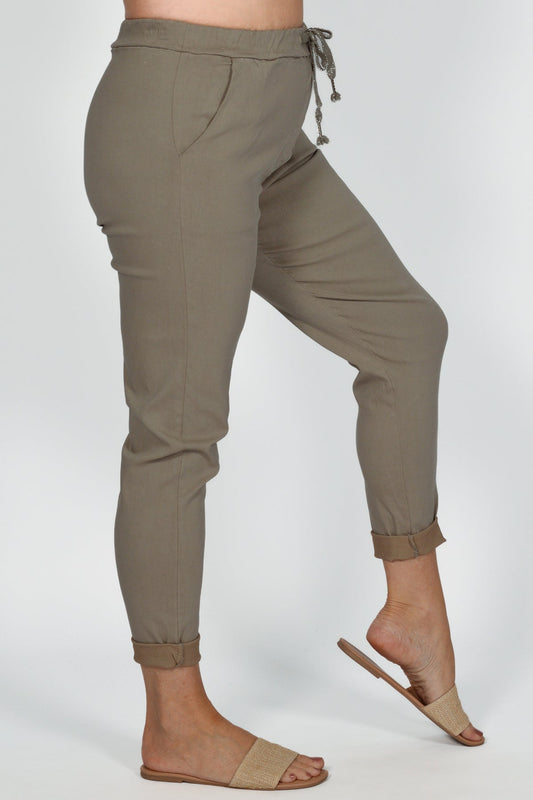 Solid Tie Waist Pants