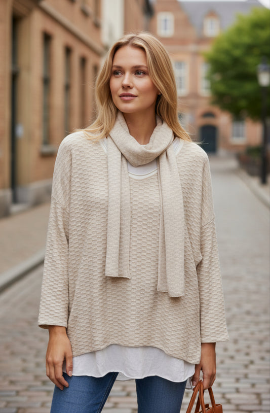 BE HONEYCOMB 2PC TOP W/SCARF