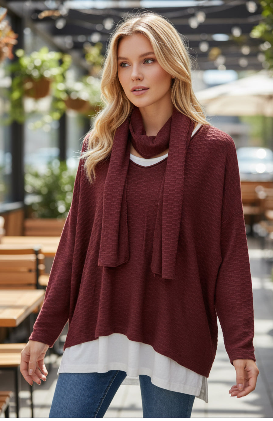 BU HONEYCOMB 2PC TOP W/SCARF
