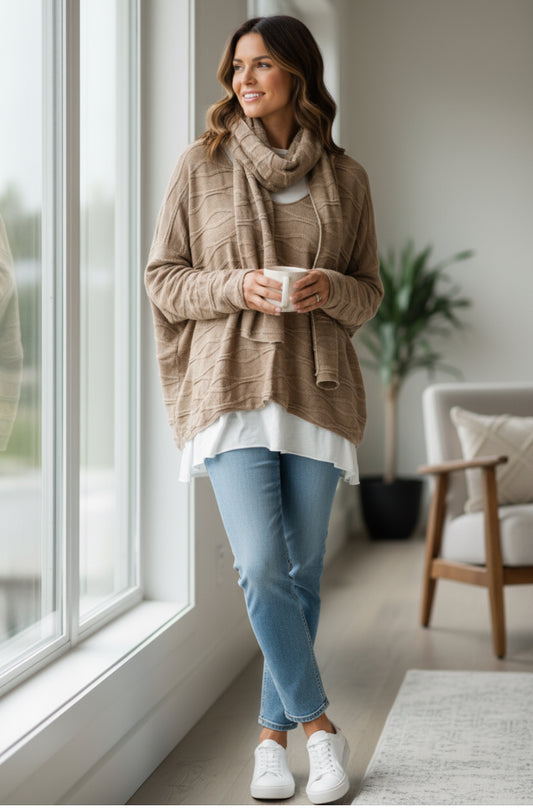CA BRAIDED 2PC TOP W/SCARF