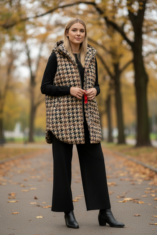REVERSIBLE HERRINGBONE LONG VEST