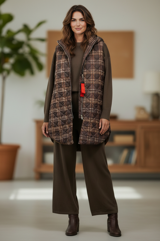 REVERSIBLE BR PLAID LONG VEST