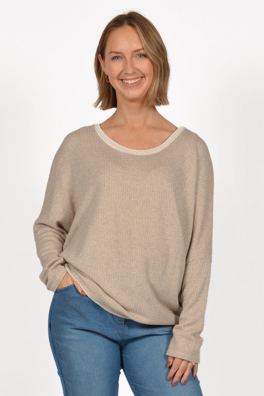 BE GLITTER STRIPE KNIT TOP