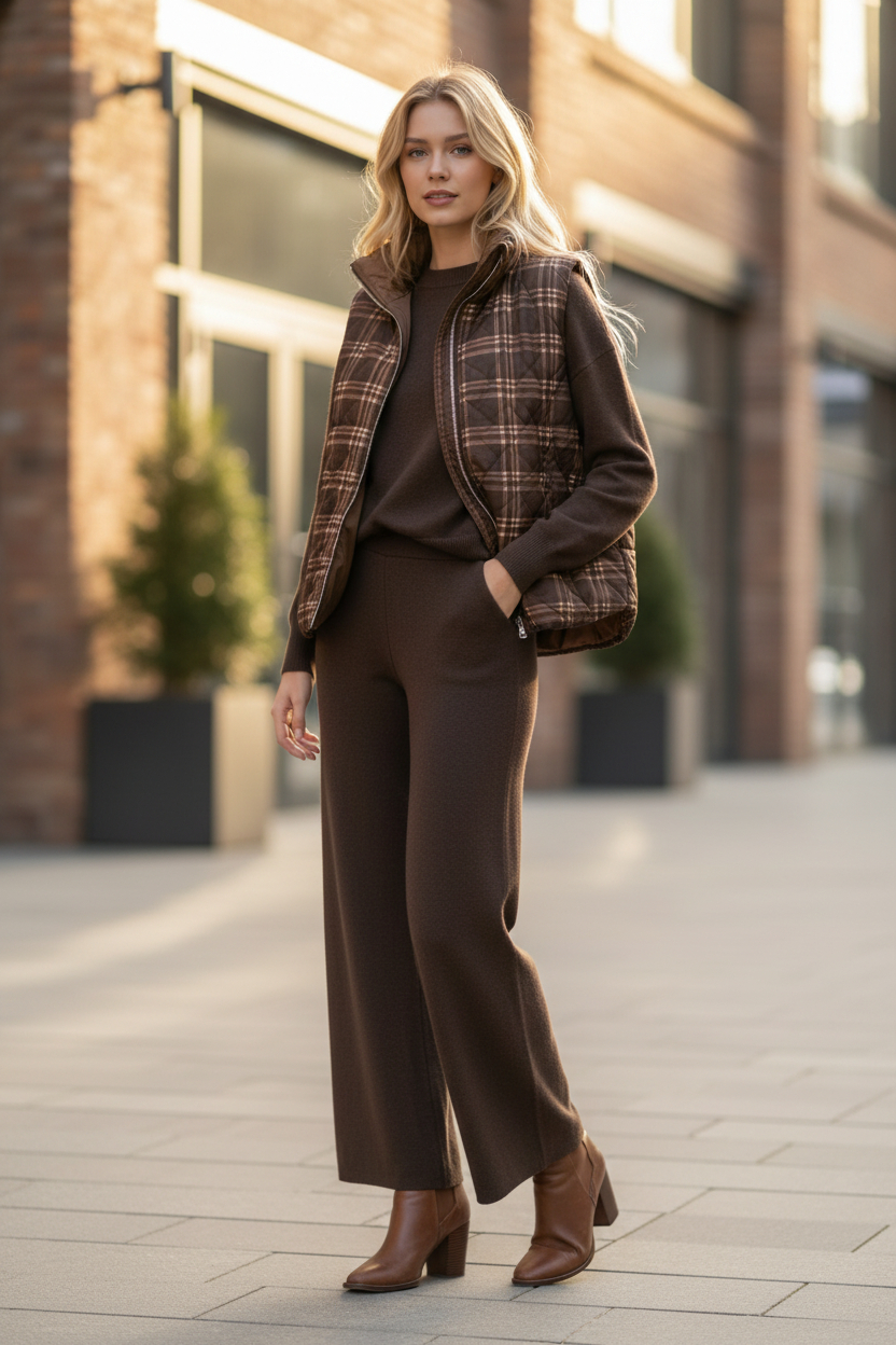 REVERSIBLE BROWN PLAID VEST