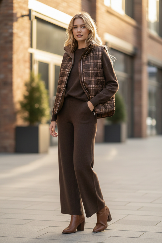REVERSIBLE BROWN PLAID VEST