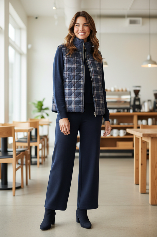 REVERSIBLE NAVY PLAID VEST