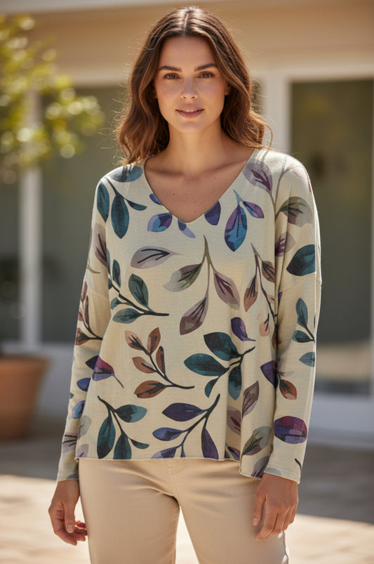 BE LEAF PRINT TOP