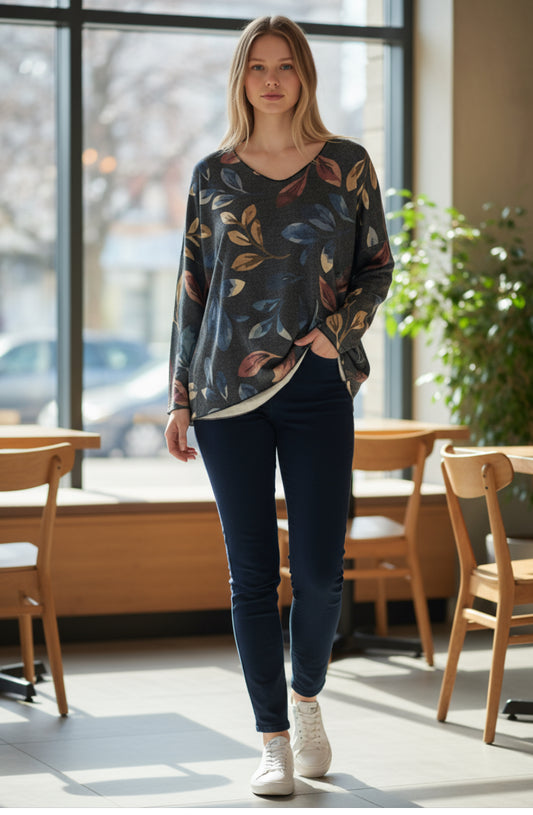 NA LEAF PRINT TOP