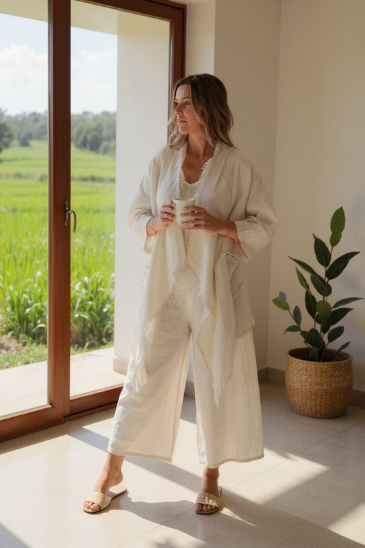Fray Edge Linen Duster