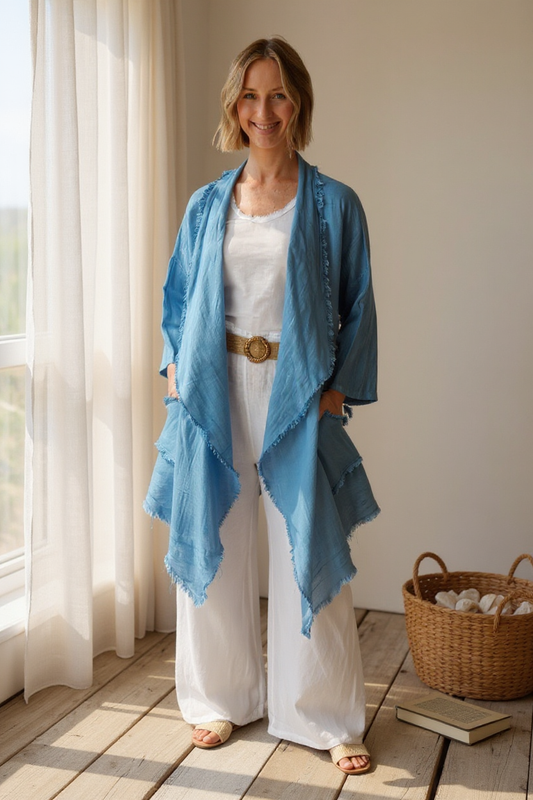 Fray Edge Linen Duster