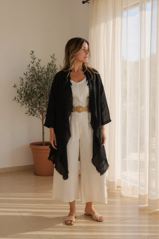 Fray Edge Linen Duster