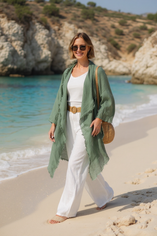 Fray Edge Linen Duster