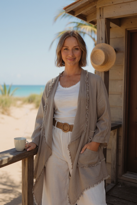 Fray Edge Linen Duster