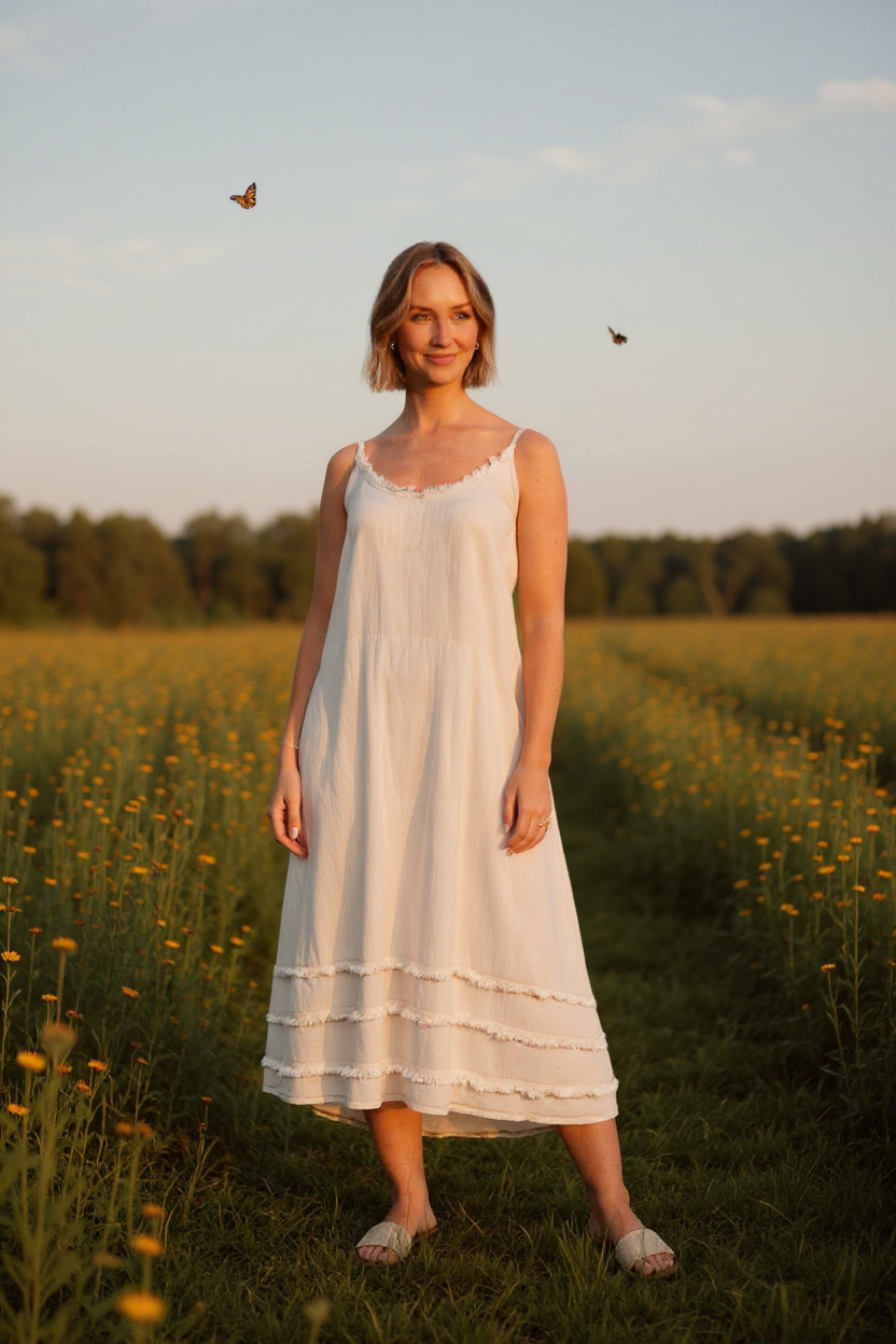 Fray Edge Linen Dress