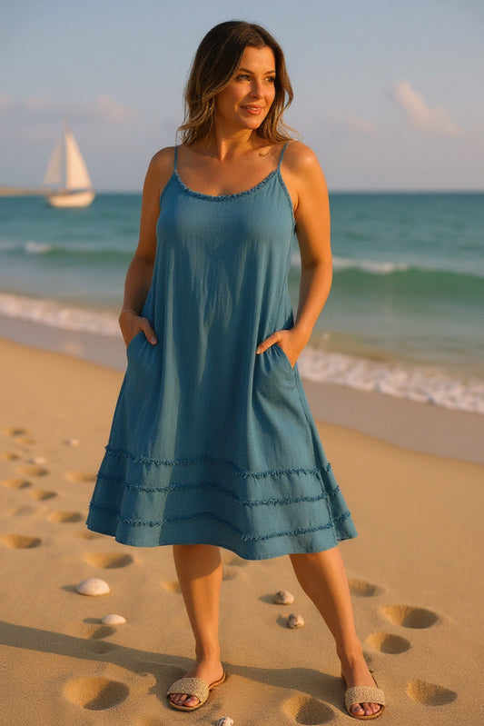 Fray Edge Linen Dress