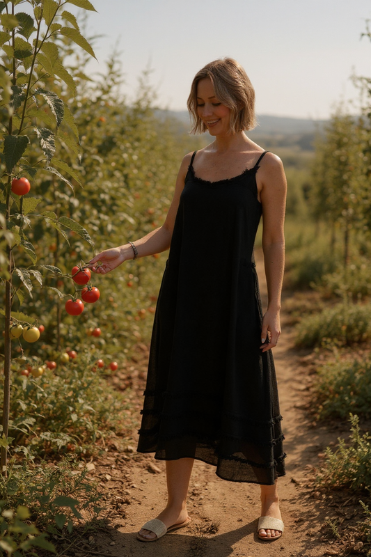 Fray Edge Linen Dress