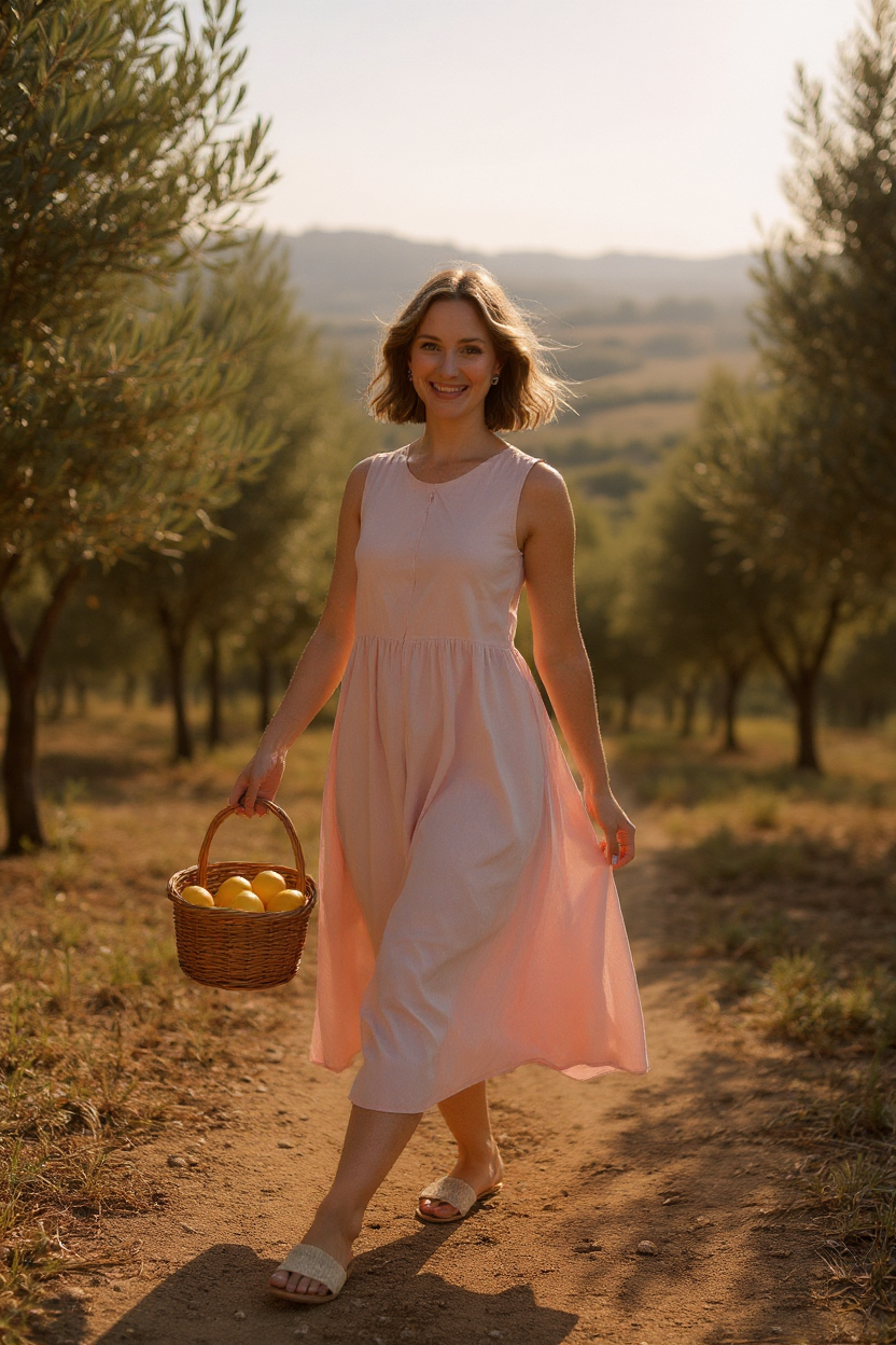 Sleeveless Linen Bias Cut Dress