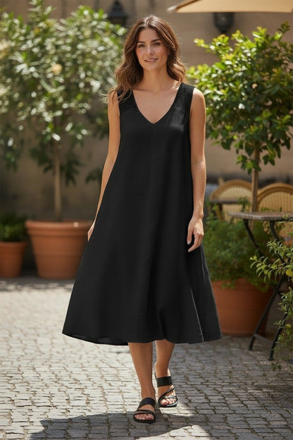 Crochet Strap Linen Dress