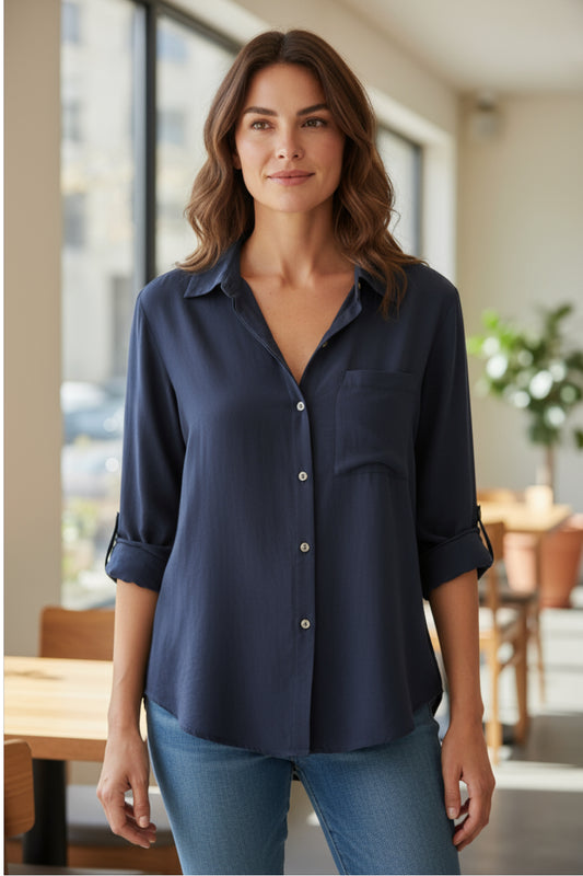 NA BUTTON DOWN TENCEL SHIRT