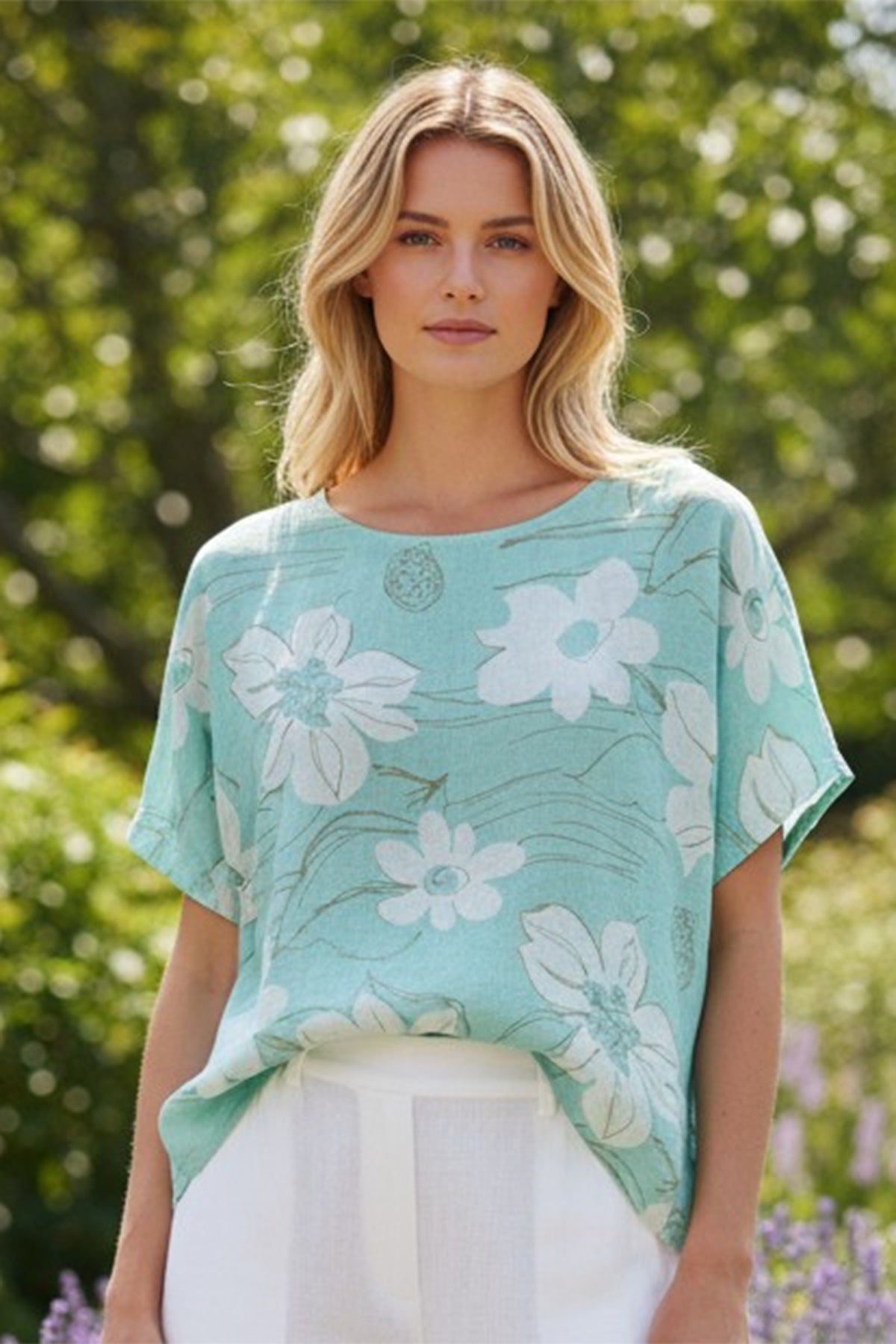 Floral Print Linen Top