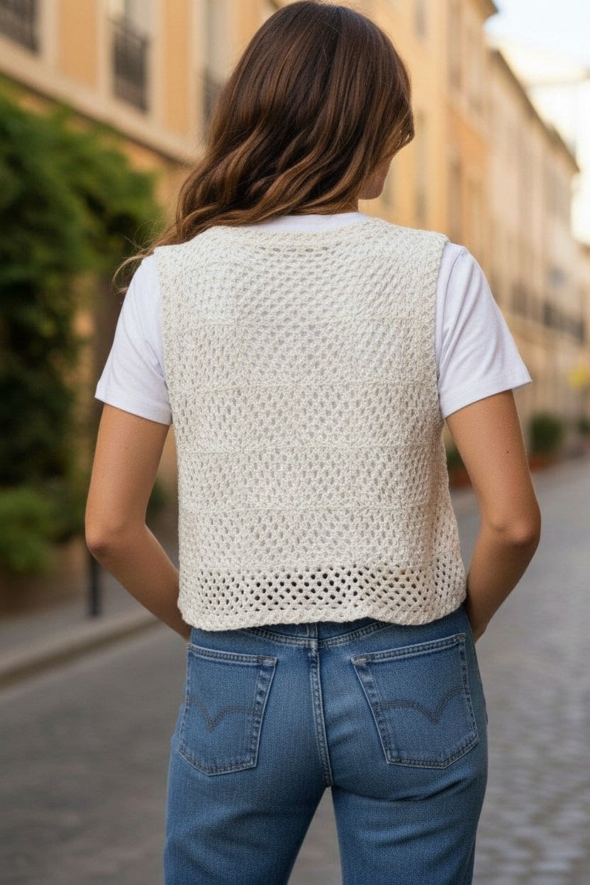 Holey Crochet Back Vest
