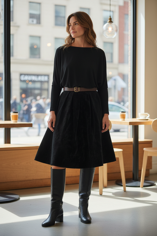 BK CORDUROY SKIRT W/BELT