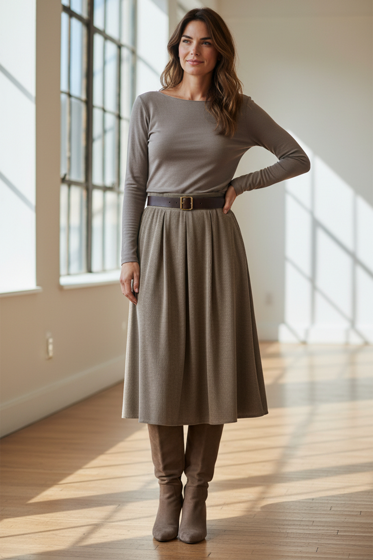TA CORDUROY SKIRT W/BELT