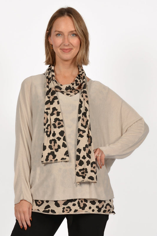 BE LEOPARD PRINT 2PC WSCARF