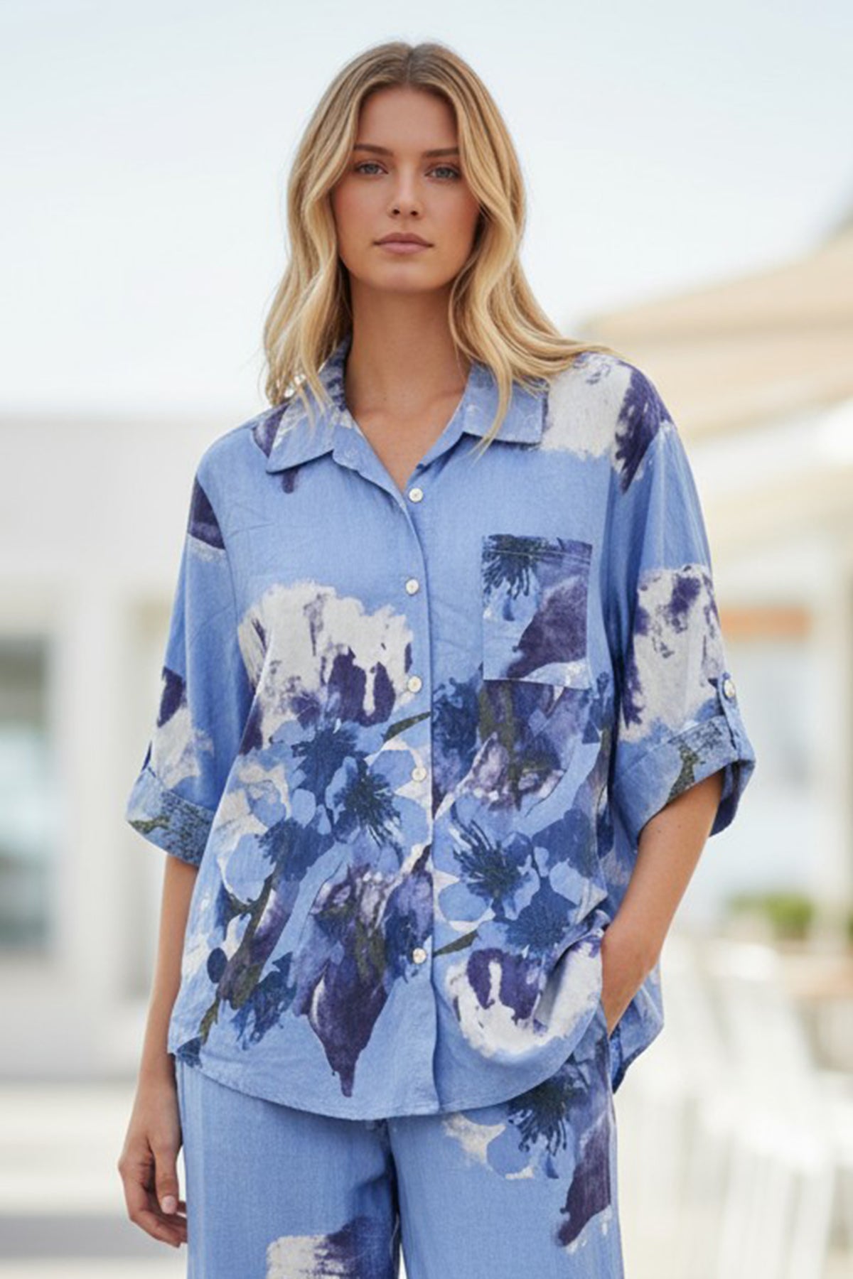 Floral Linen Blend Shirt