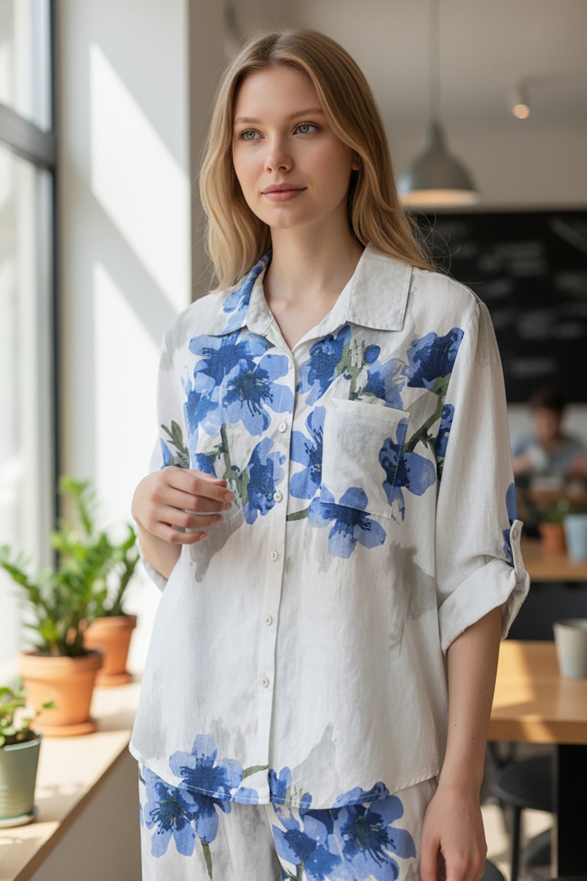 Floral Linen Blend Shirt
