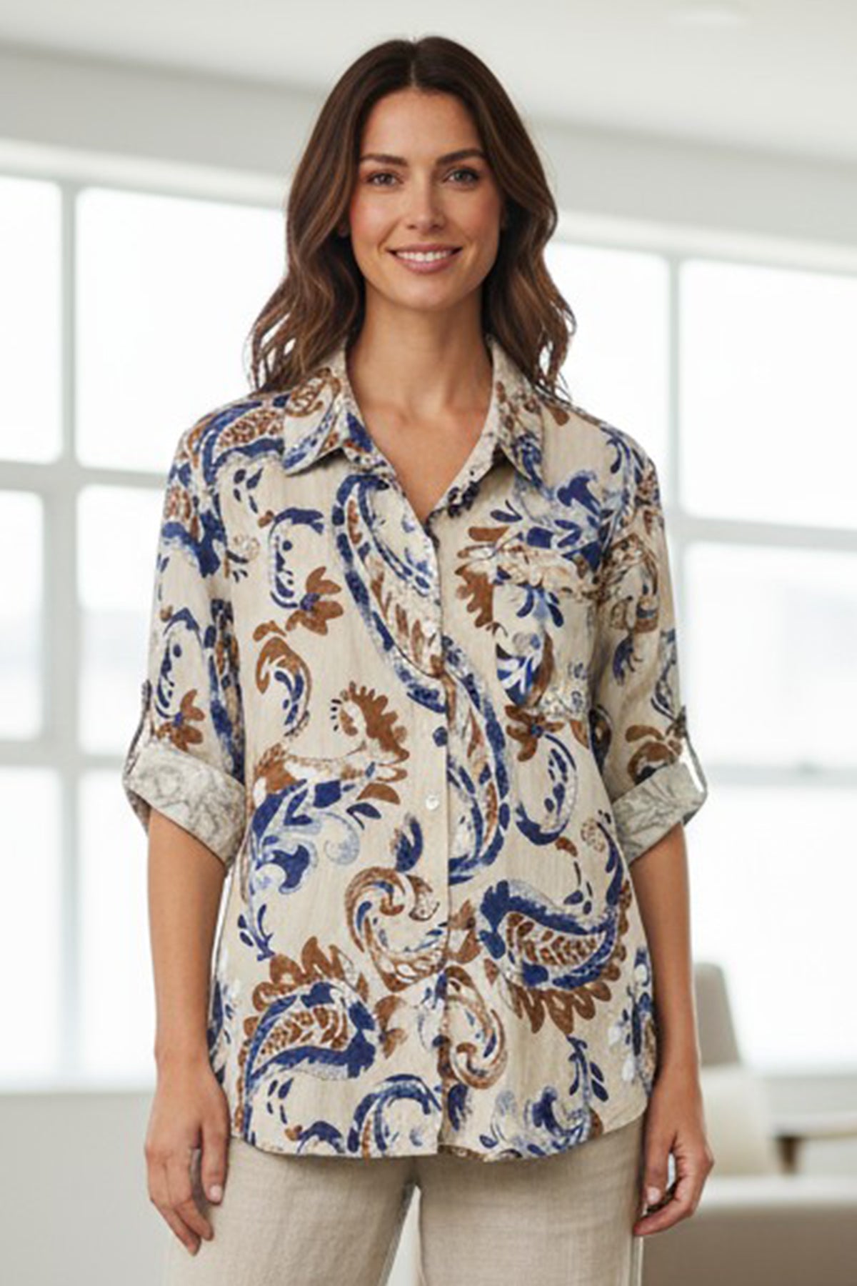 Paisley Linen Blend Shirt
