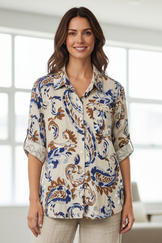 Paisley Linen Blend Shirt