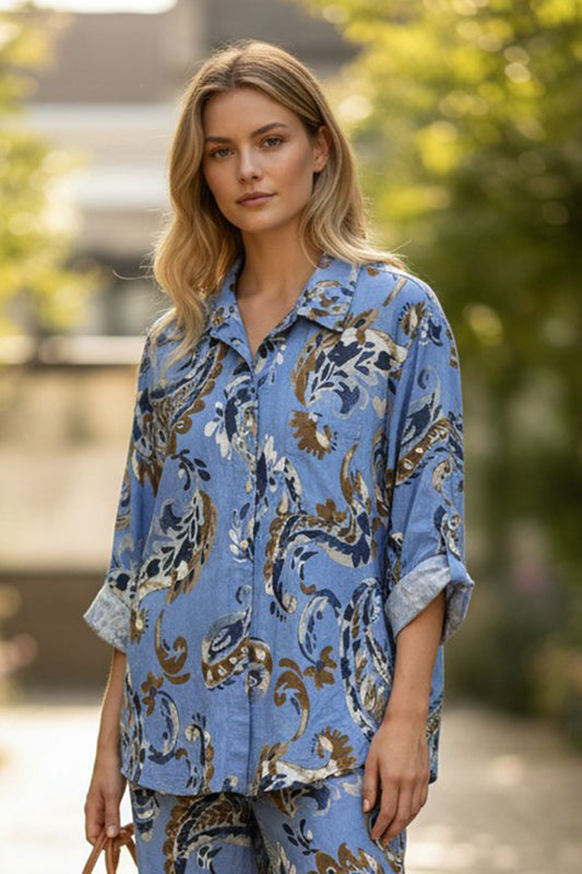 Paisley Linen Blend Shirt