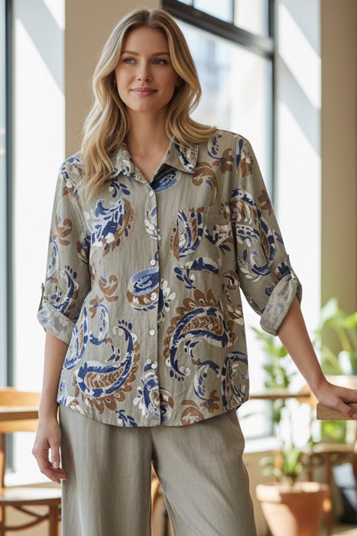 Paisley Linen Blend Shirt