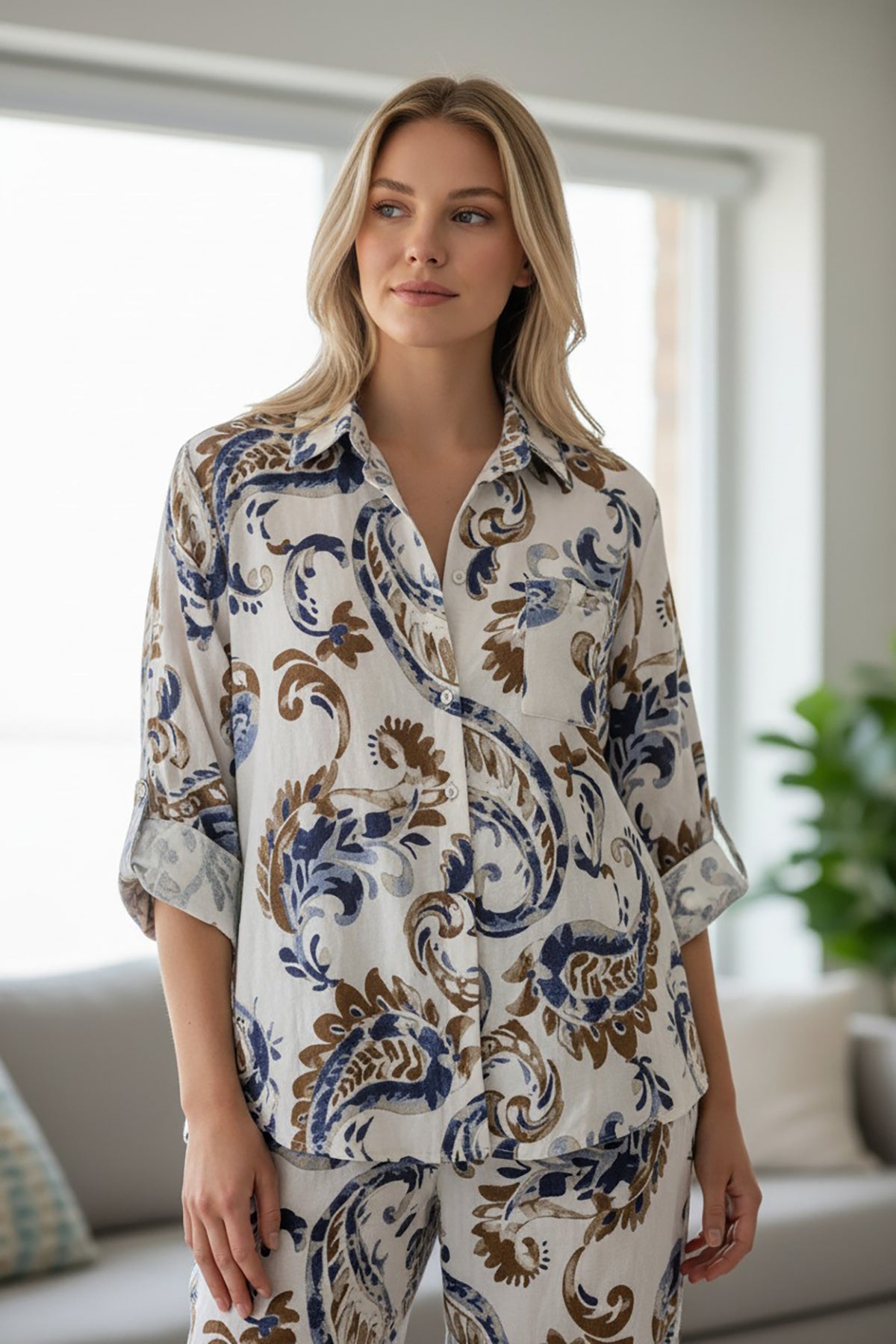 Paisley Linen Blend Shirt