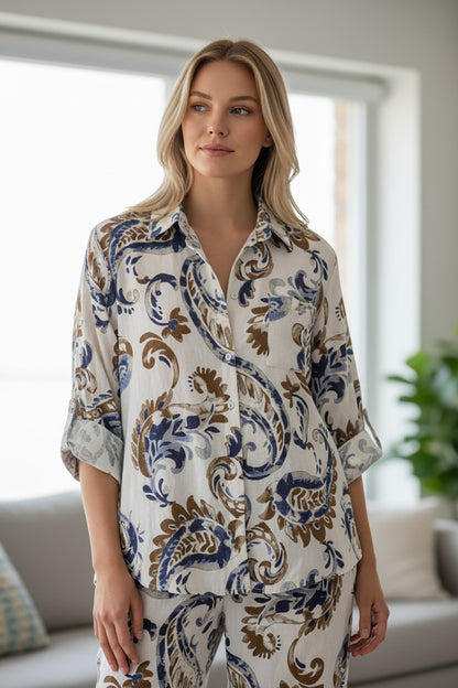 Paisley Linen Blend Shirt