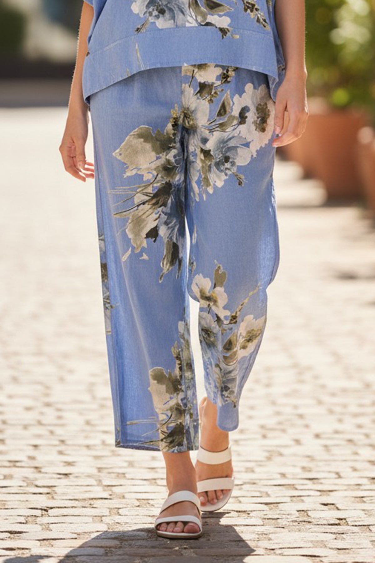 Floral Print Linen Blend Pant