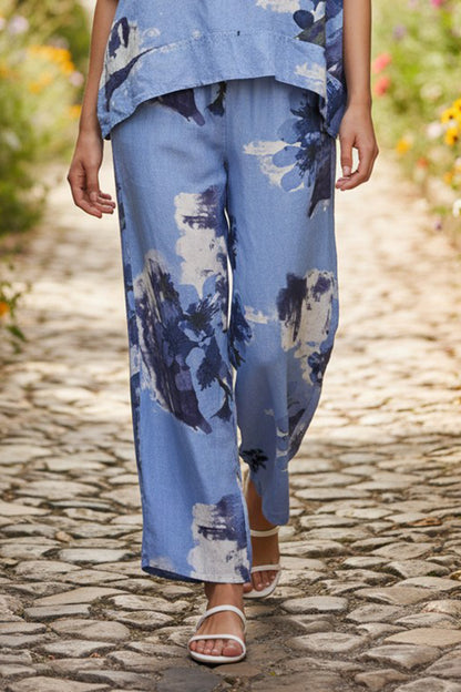 Floral Print Linen Blend Pant