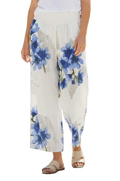 Floral Print Linen Blend Pant