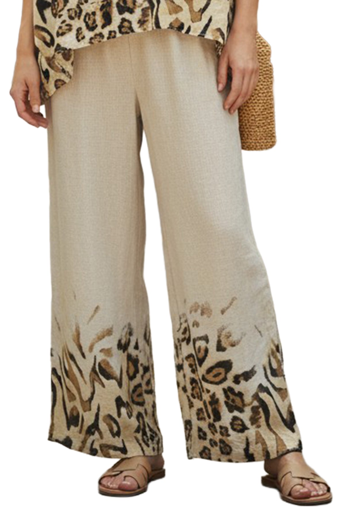 Leopard Print Linen Blend Pant